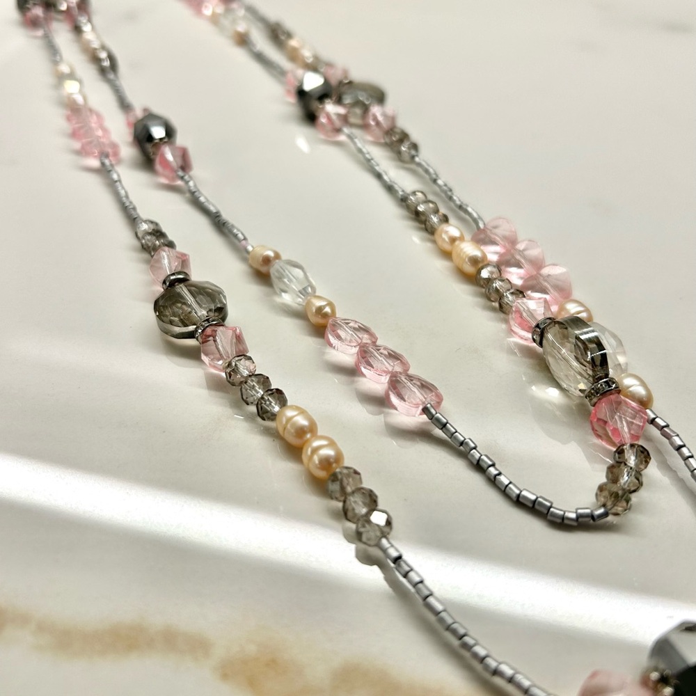 Pink Heart Beaded Necklace